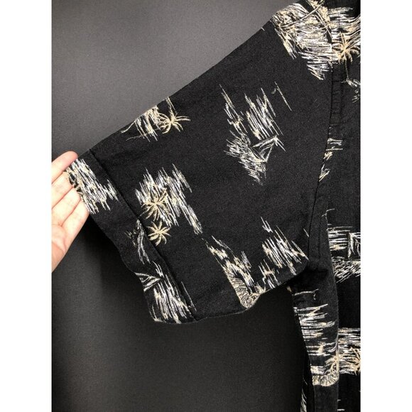 Tasso Elba Island Men's Button Up Tropical Shirt XXL Black Linen Blend Vacation - Picture 5 of 8